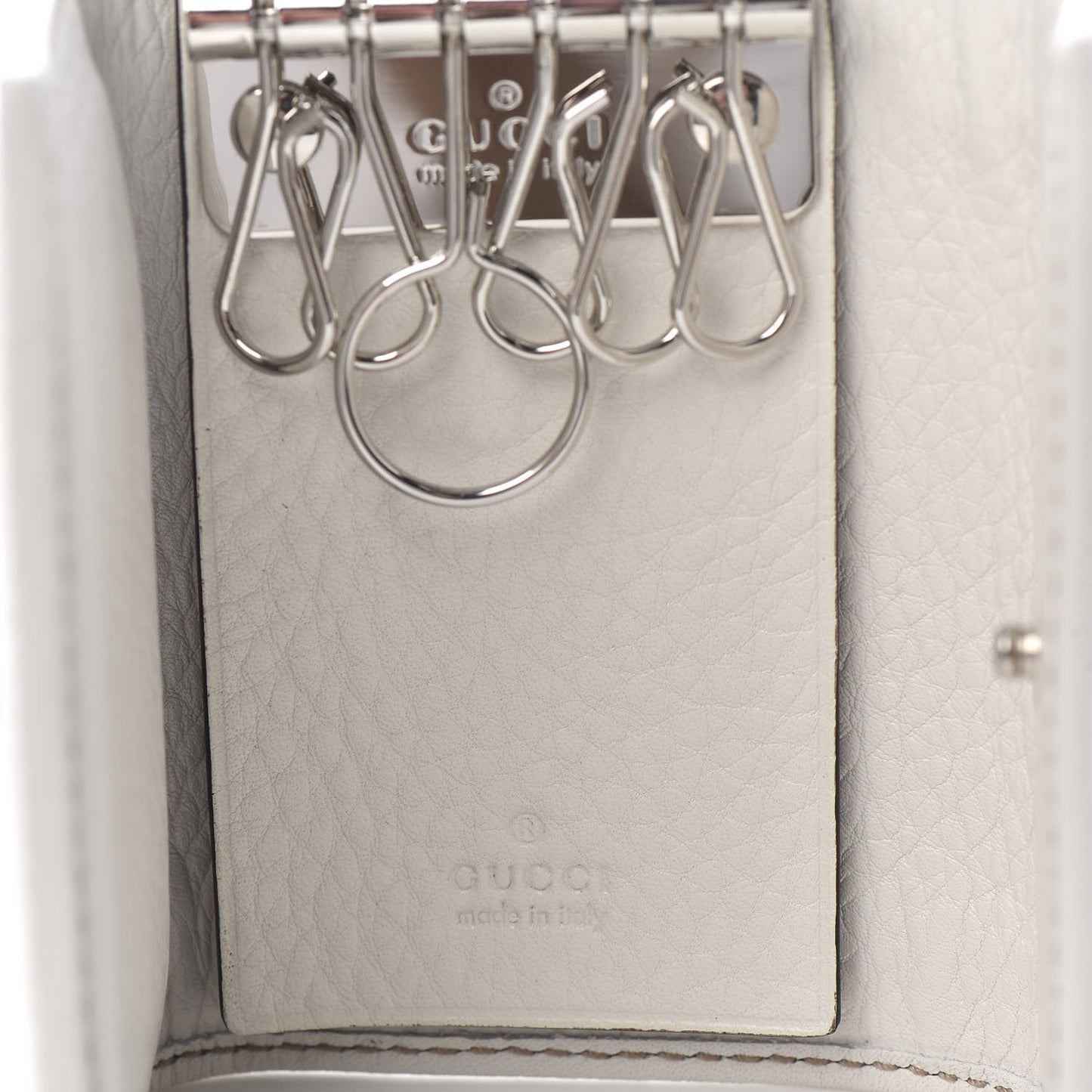 Calfskin Charmy 6 Key Holder Case White
