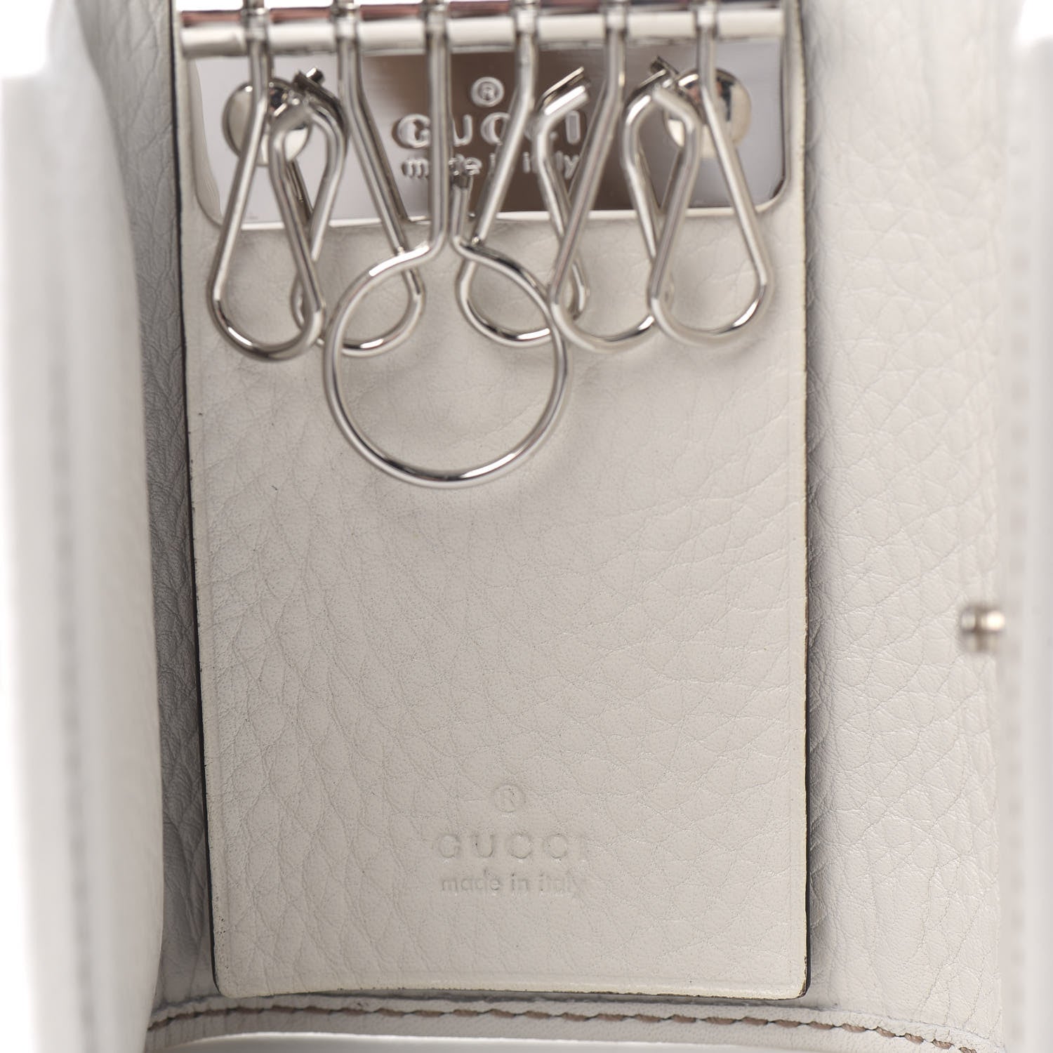 Gucci Calfskin Charmy 6 Key Holder Case White 6 of 6