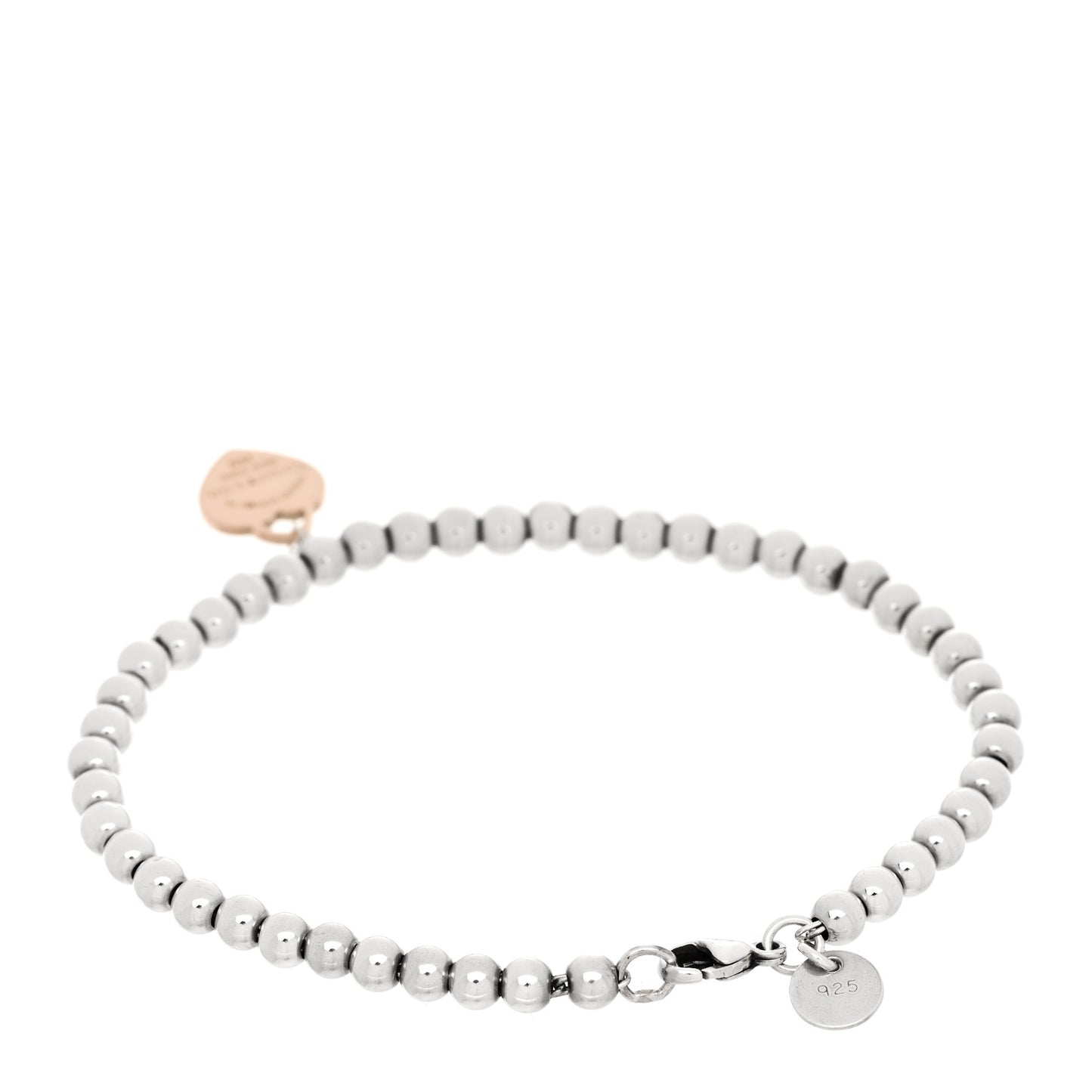 Sterling Silver 18K Rose Gold Return to Tiffany Heart Bead Bracelet