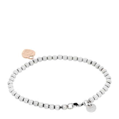 Tiffany Sterling Silver 18K Rose Gold Return to Tiffany Heart Bead Bracelet 2 of 6