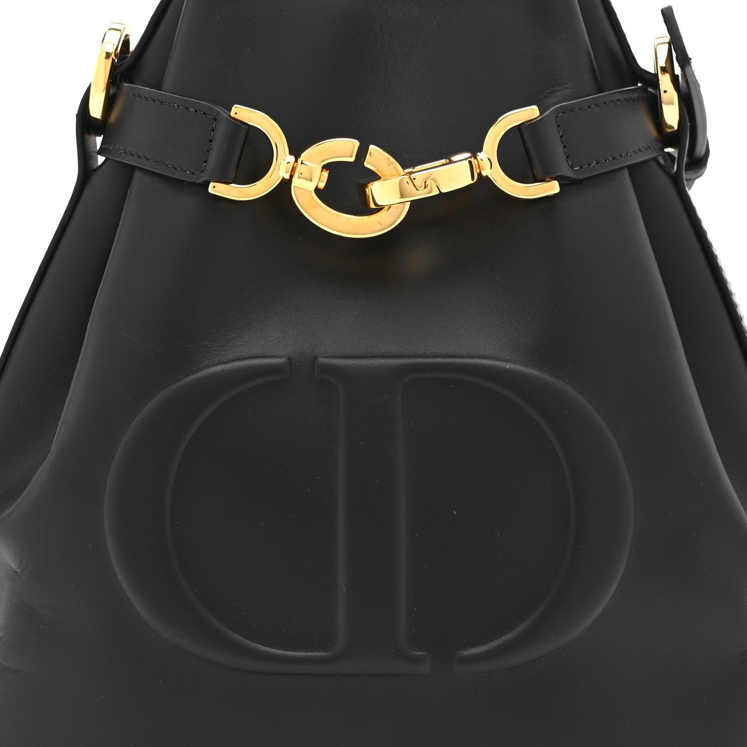 Christian Dior Calfskin CD Embossed Medium C'est Chain Bucket Bag Black 8 of 10
