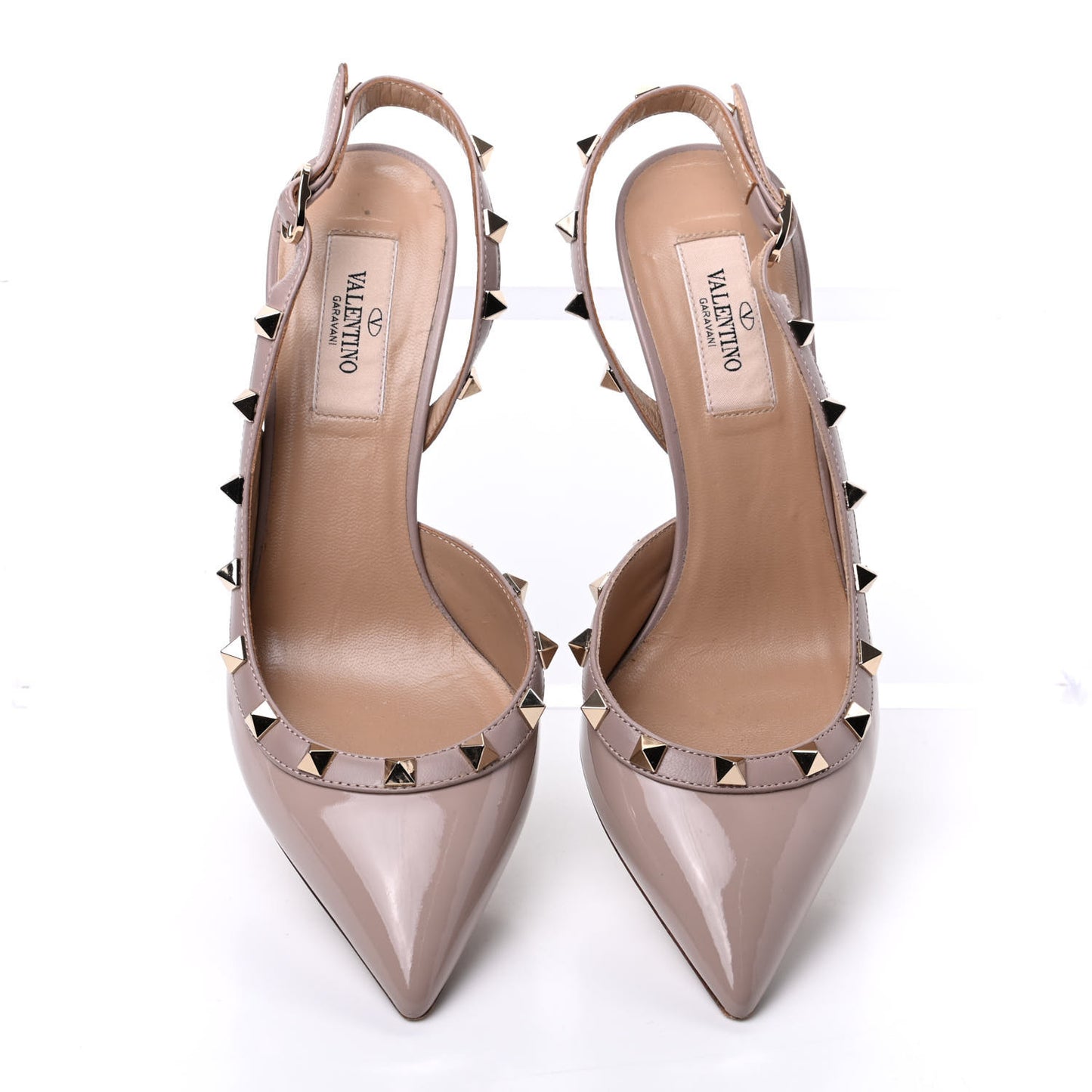 Patent Rockstud Half D'Orsay Slingback 85mm Pumps 37 Poudre