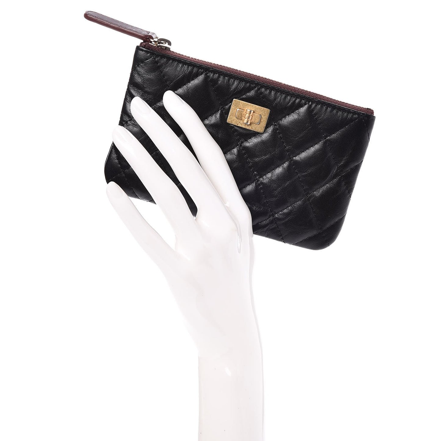 Aged Calfskin Quilted Small Reissue Cosmetic Case Black