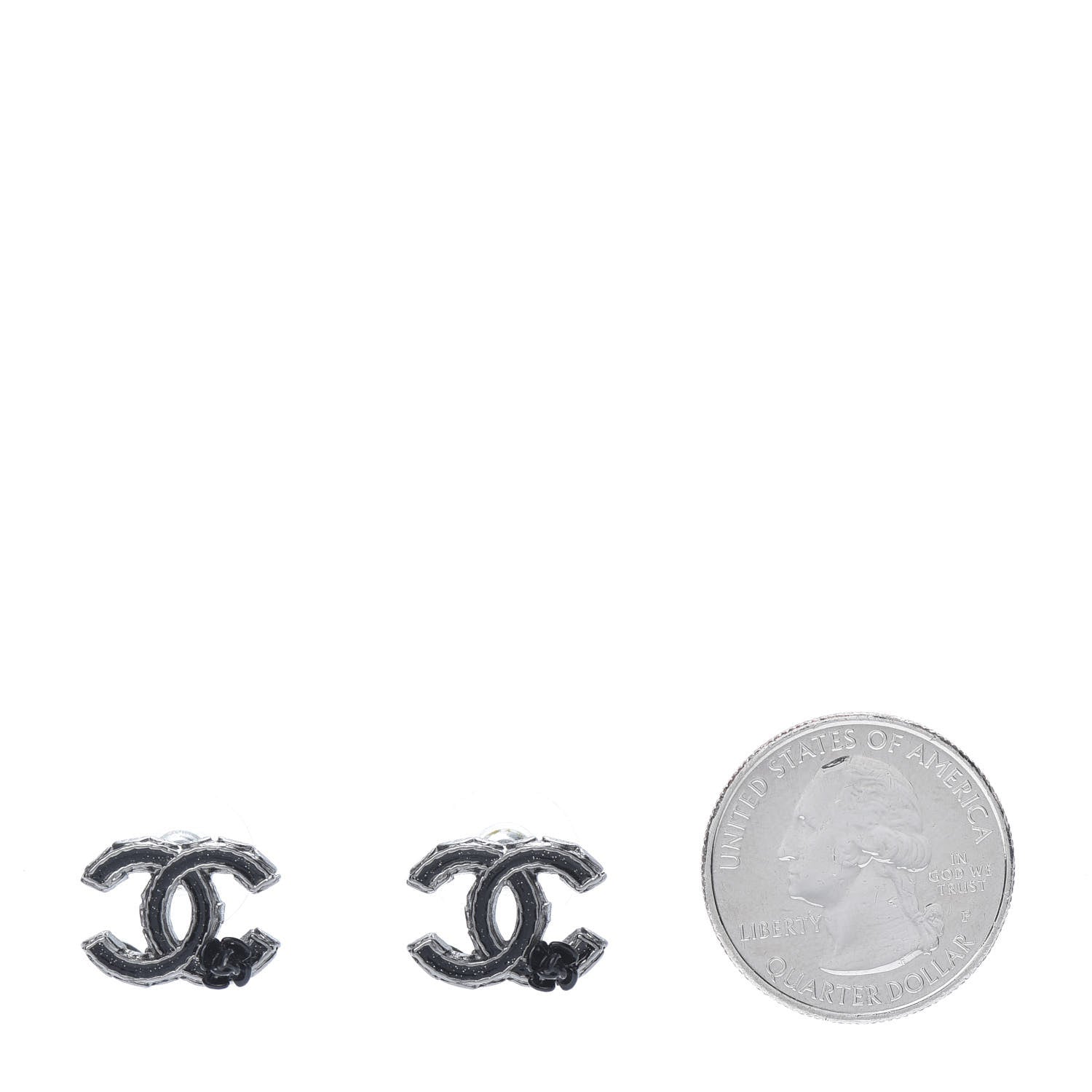 Chanel Enamel CC Camellia Earrings Ruthenium 2 of 5
