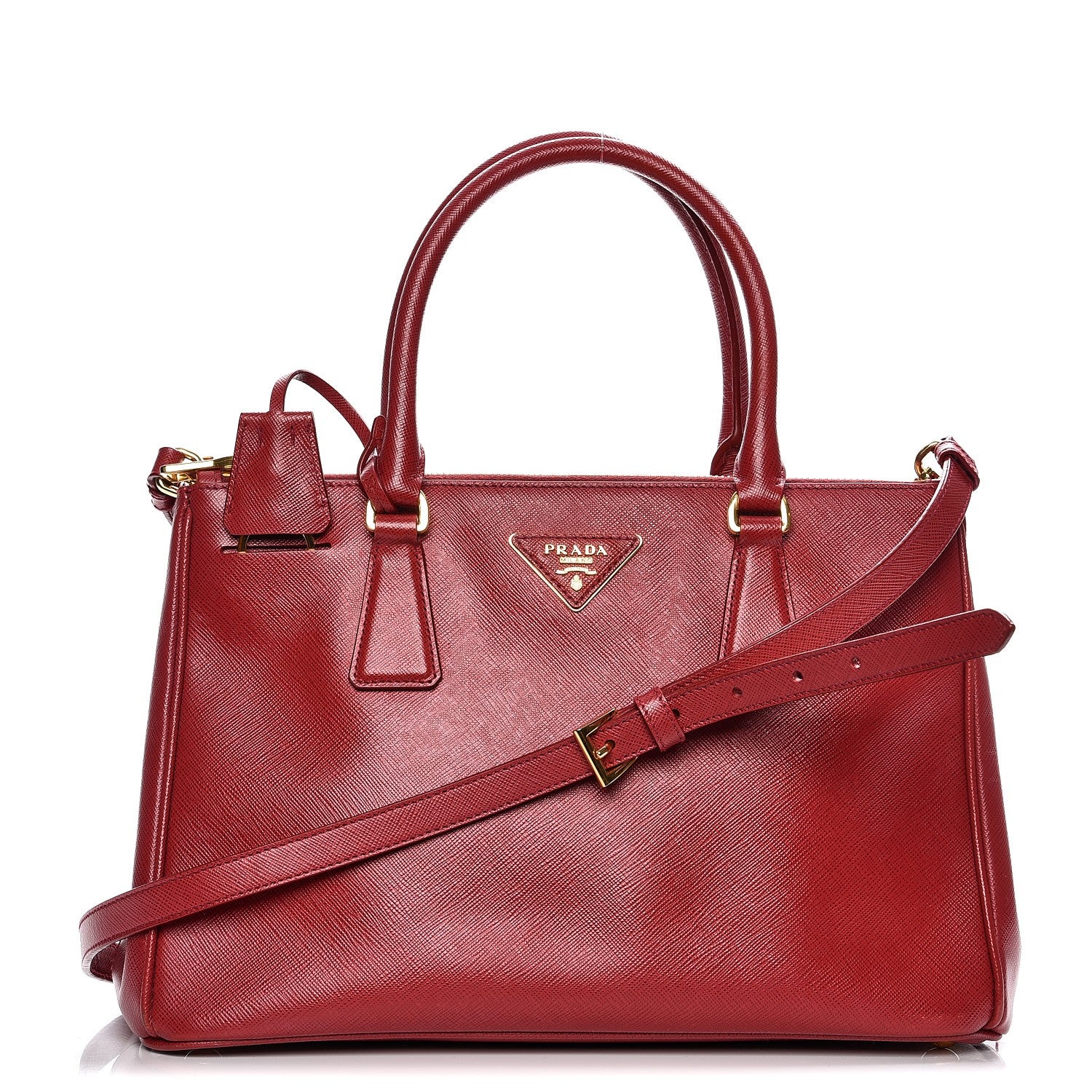 Prada Saffiano Small Galleria Double Zip Tote Fuoco 1 of 13