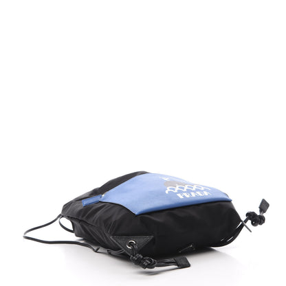 Prada Tessuto Nylon Saffiano Whale Drawstring Pocket Backpack Black Marea 3 of 9