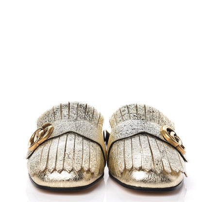 Gucci Galassia Womens GG Marmont Fringe Slippers 38 Platino 2 of 8