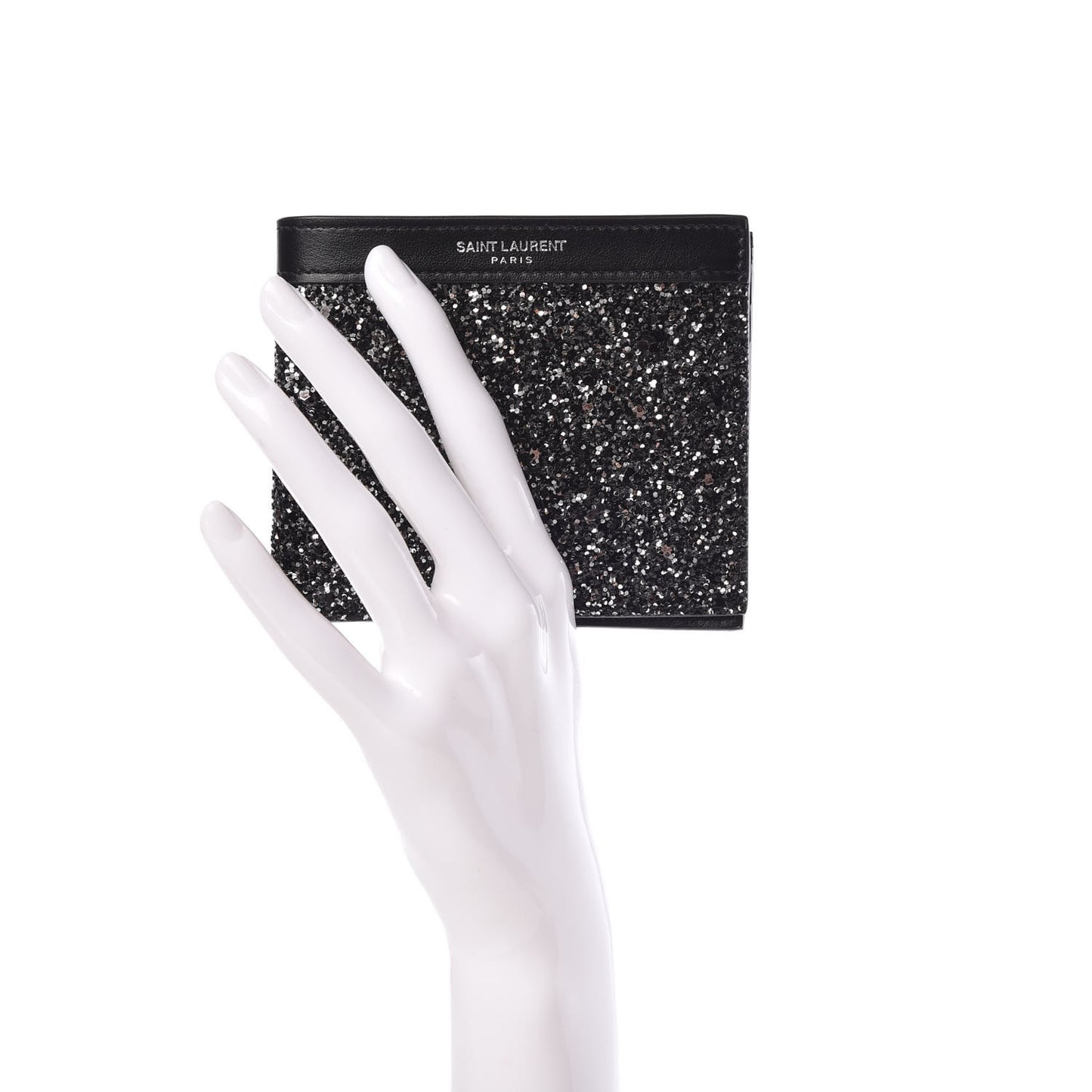 Calfskin Sequin Bifold Wallet Gunmetal
