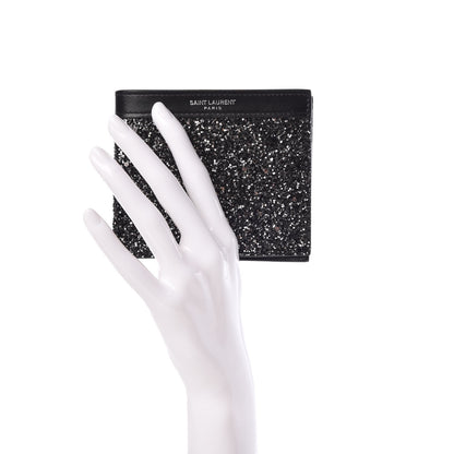Saint Laurent Calfskin Sequin Bifold Wallet Gunmetal 2 of 8