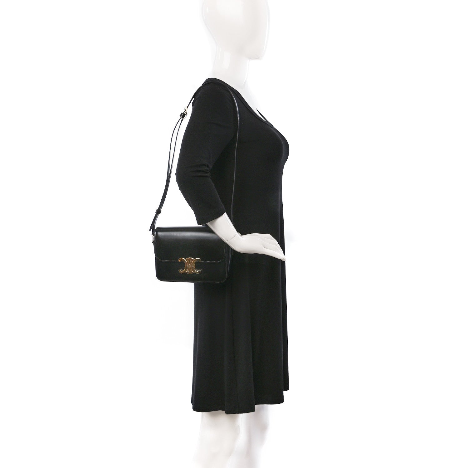 Celine Shiny Calfskin Teen Triomphe Black 2 of 9