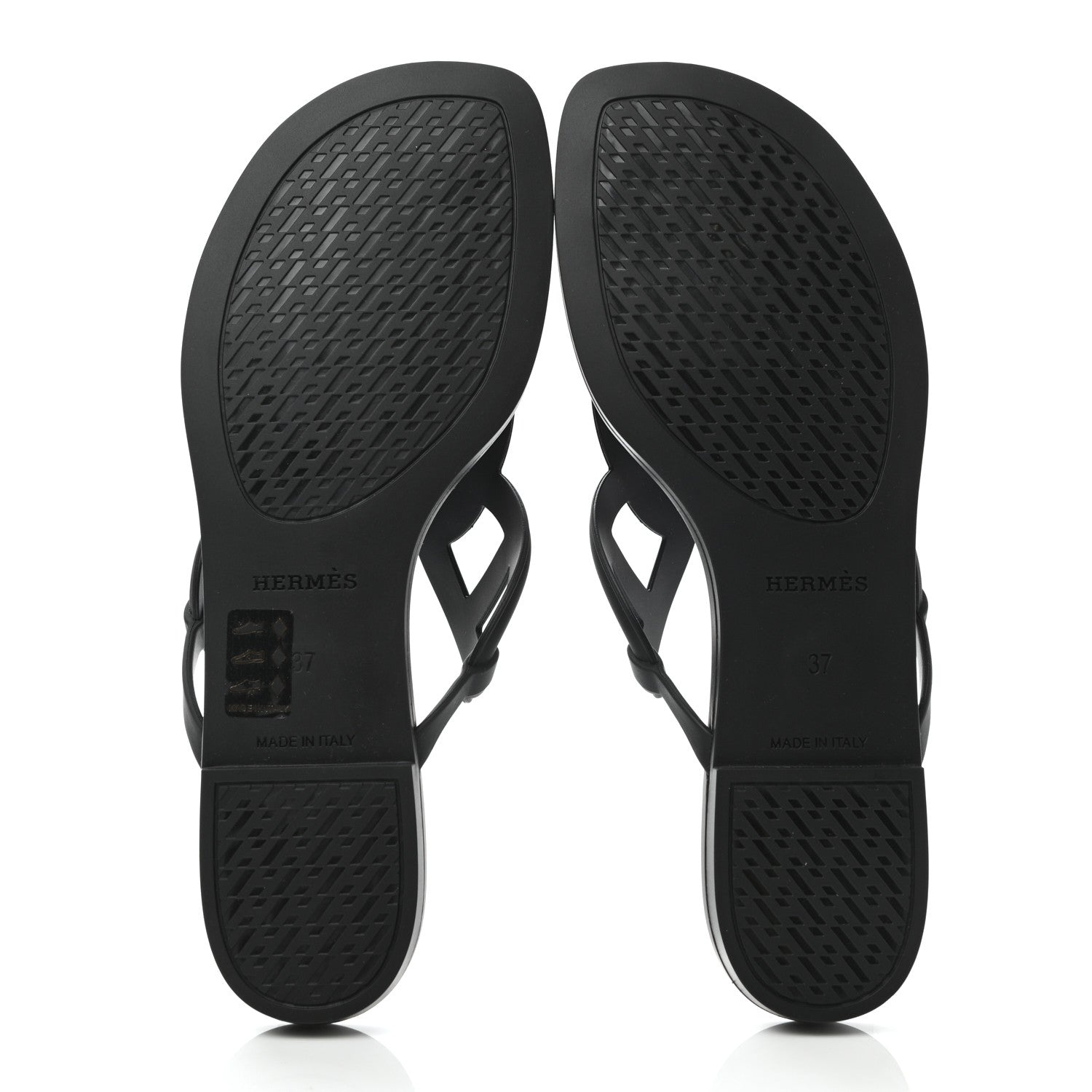 Hermes Rubber Womens Egerie Sandals 37 Black 5 of 8
