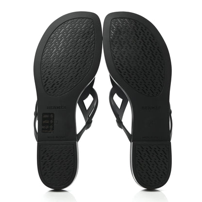 Hermes Rubber Womens Egerie Sandals 37 Black 5 of 8