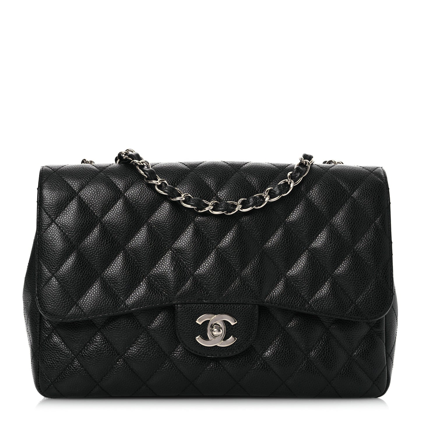 Caviar Quilted Jumbo Double Flap Black