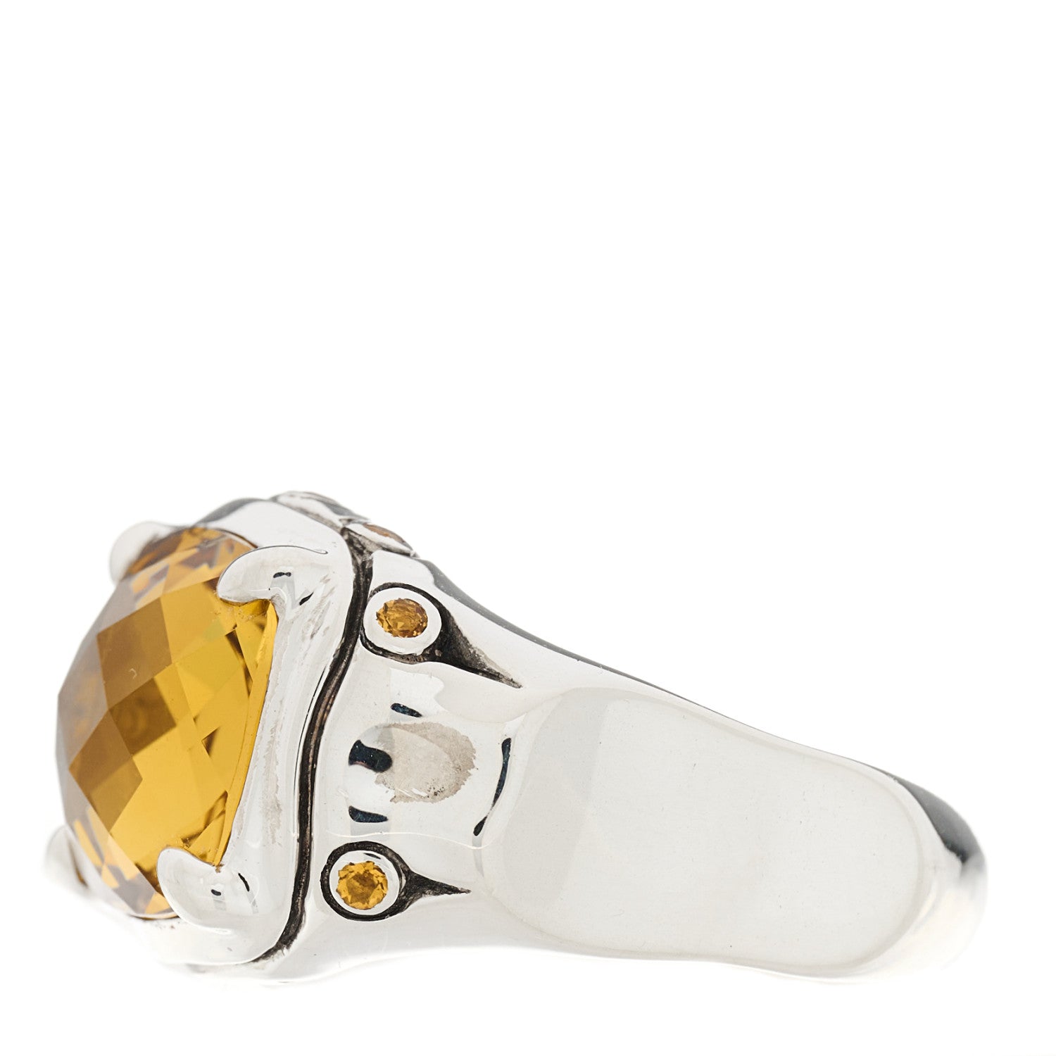 John Hardy Sterling Silver 11mm Citrine Bamboo Batu Ring 57 8 5 of 7