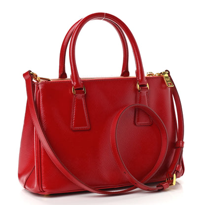 Prada Saffiano Vernice Mini Galleria Double Zip Tote Rosso 3 of 12