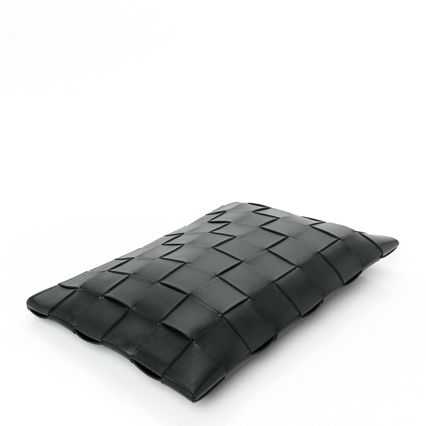 Nappa Maxi Intrecciato Large Cassette Flat Zip Pouch Black