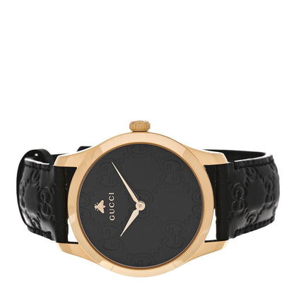 Gucci Stainless Steel Calfskin 38mm G-Timeless Quartz Watch Black 2 of 5