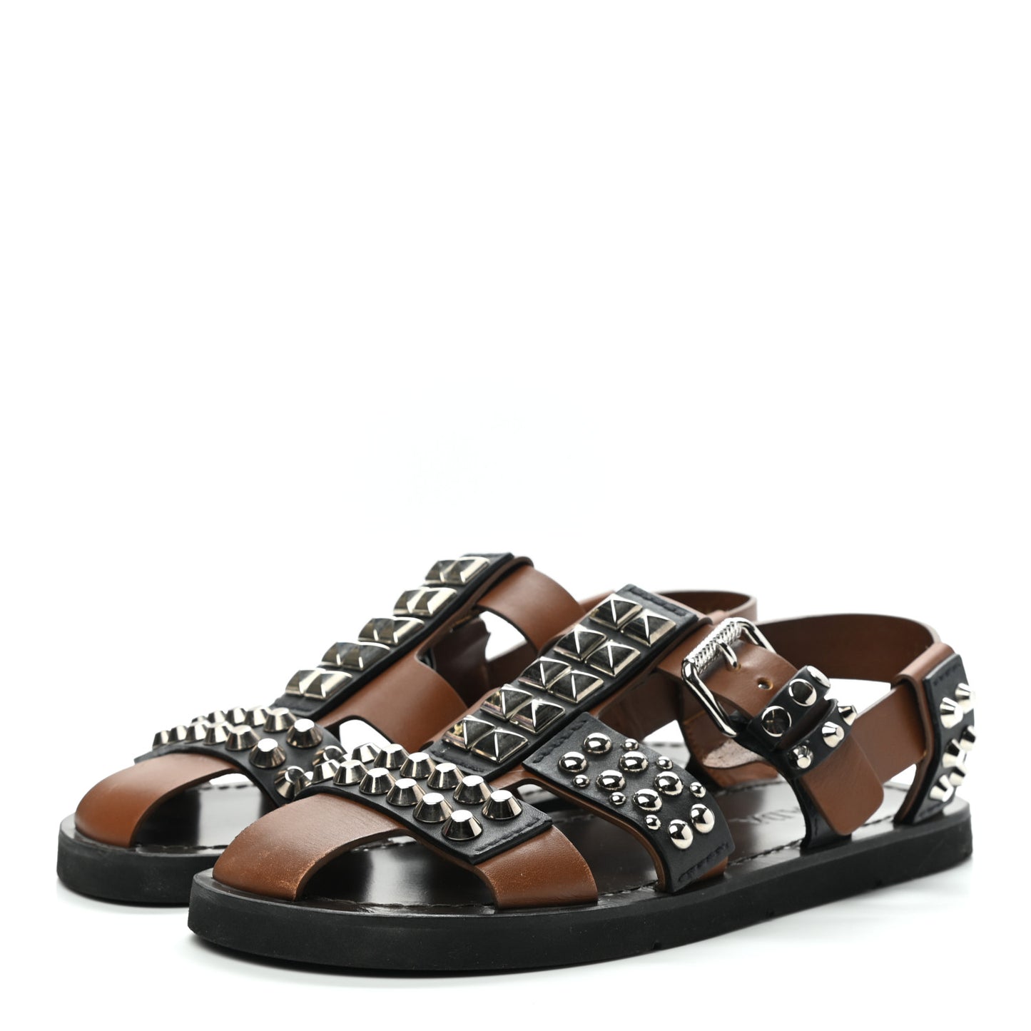 Calfskin Studded Mens Nova Sandals 8 Brown