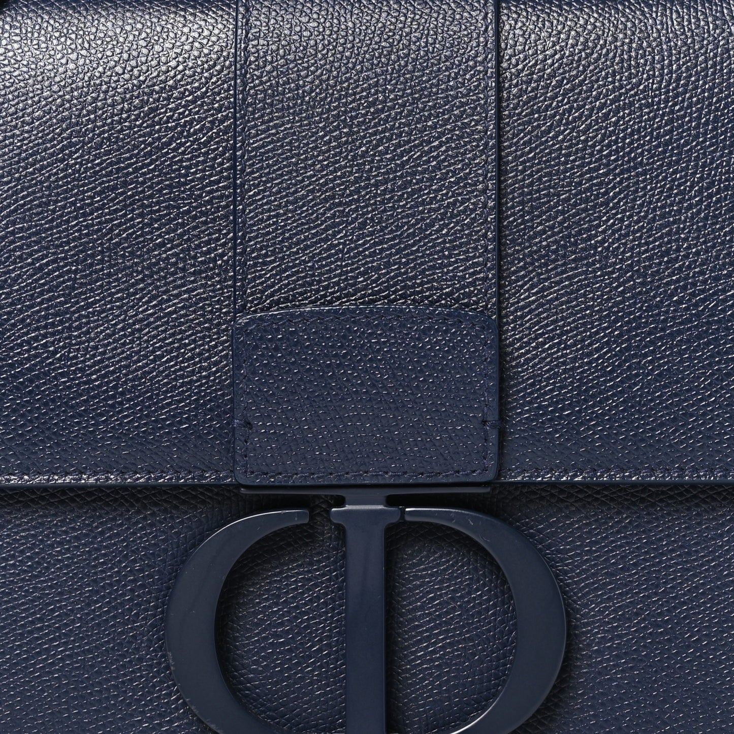 Ultra Matte Grained Calfskin 30 Montaigne Flap Bag Navy