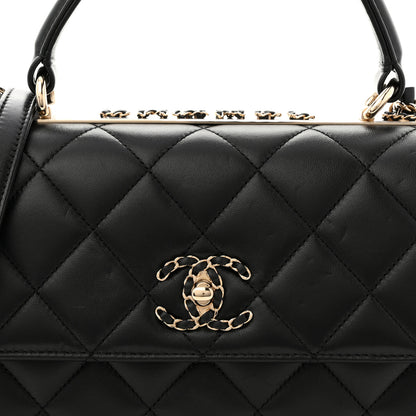Chanel Lambskin Quilted Small Trendy CC Chain Dual Handle Flap Bag Black 8 of 11