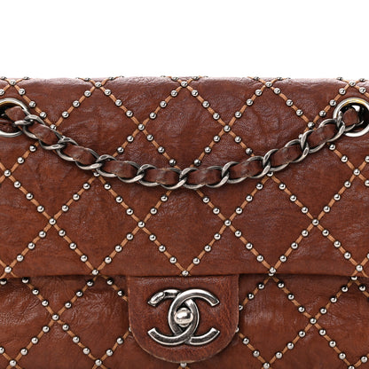 Chanel Crumpled Lambskin Studded Paris Dallas Flap Bag Brown 8 of 18