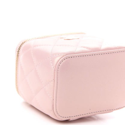Chanel Iridescent Caviar Quilted Mini Pearl On Top Vanity Case With Chain Light Pink 8 of 11