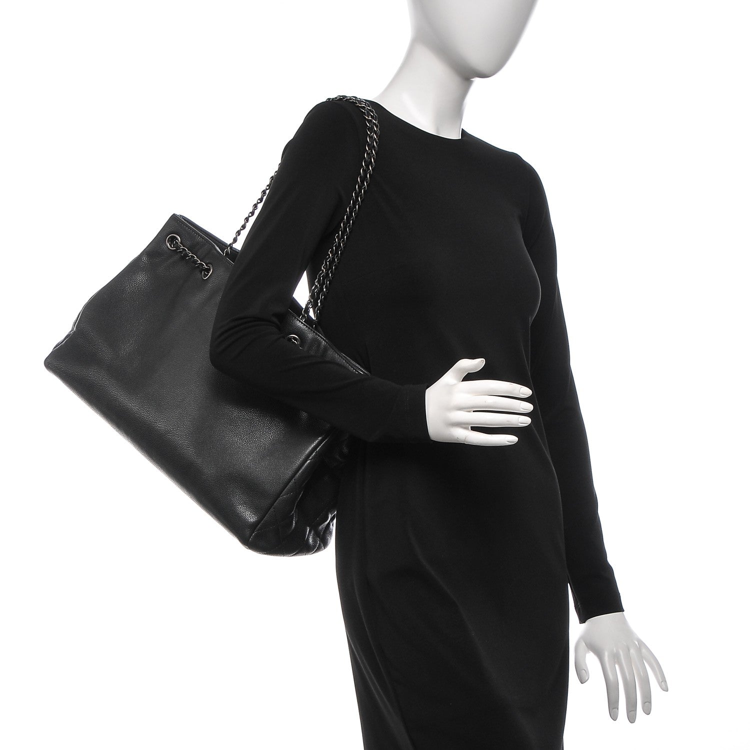 Chanel Grained Calfskin Large Shopping Tote Black 2 of 7