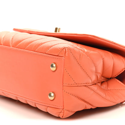 Chanel Aged Calfskin Chevron Quilted Mini Coco Handle Flap Orange 10 of 10