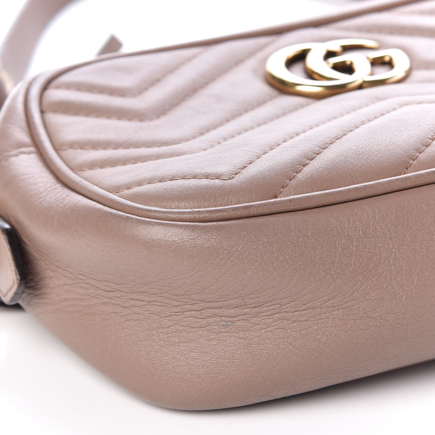 Calfskin Matelasse Mini GG Marmont Chain Shoulder Bag Nude