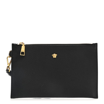 Versace Grained Calfskin Medusa Wrist Pouch Black 1 of 9