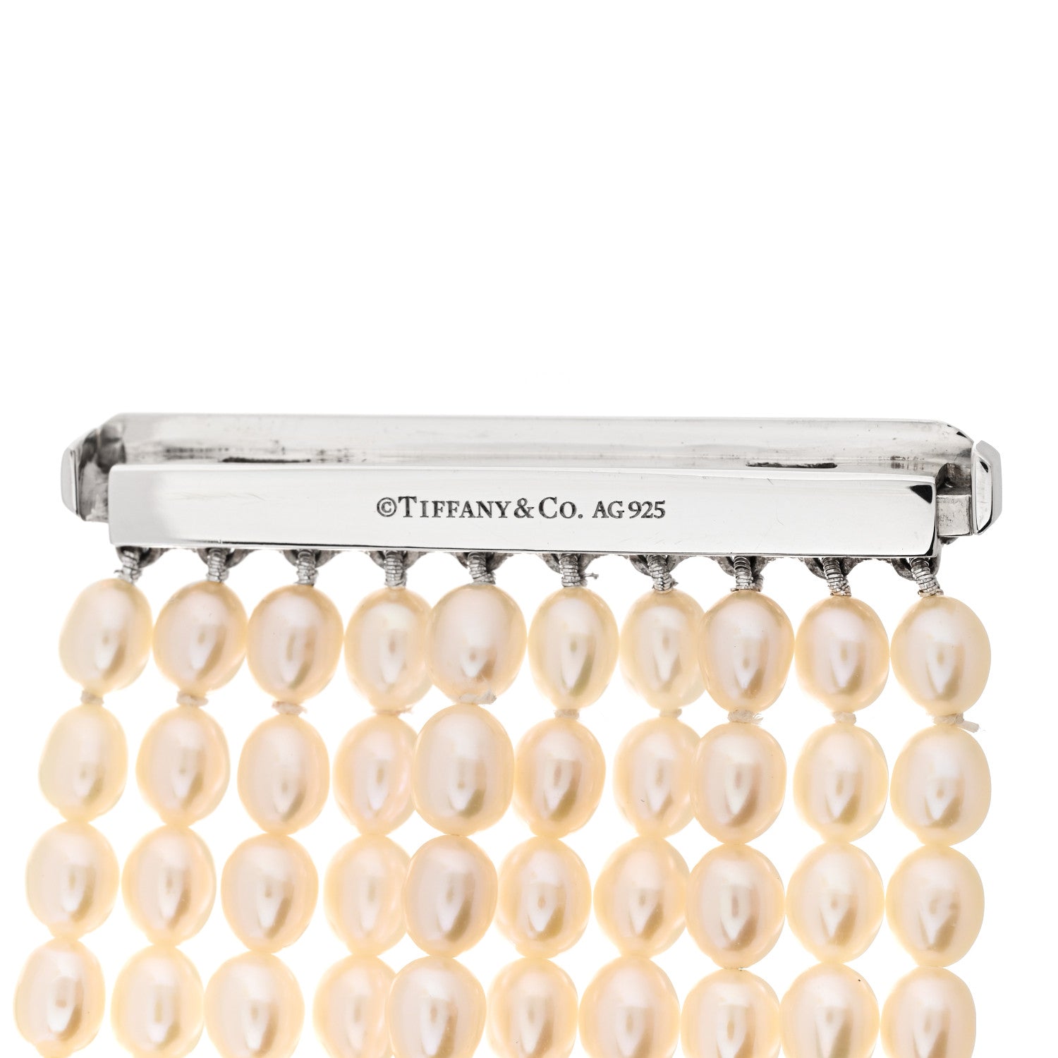 Tiffany Sterling Silver Freshwater Pearl 4.5mm Ziegfeld 10 Strand Bracelet 3 of 4