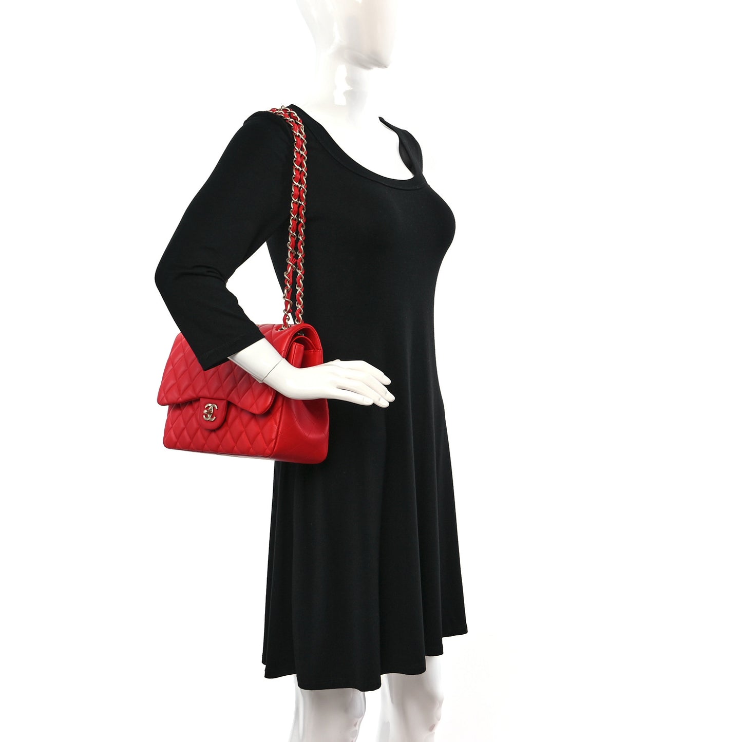 Lambskin Quilted Jumbo Double Flap Red