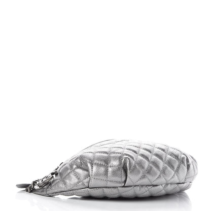 Chanel Metallic Goatskin Quilted Banane Waist Bag Fanny Pack Silver 5 of 12