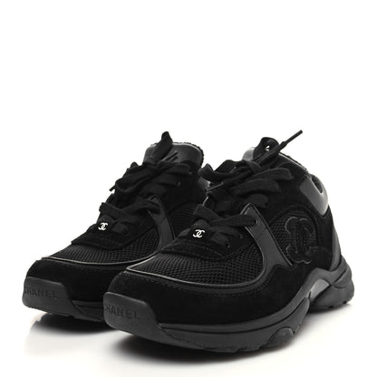 Chanel Fabric Calfskin Suede CC Sneakers 36 Black 3 of 7