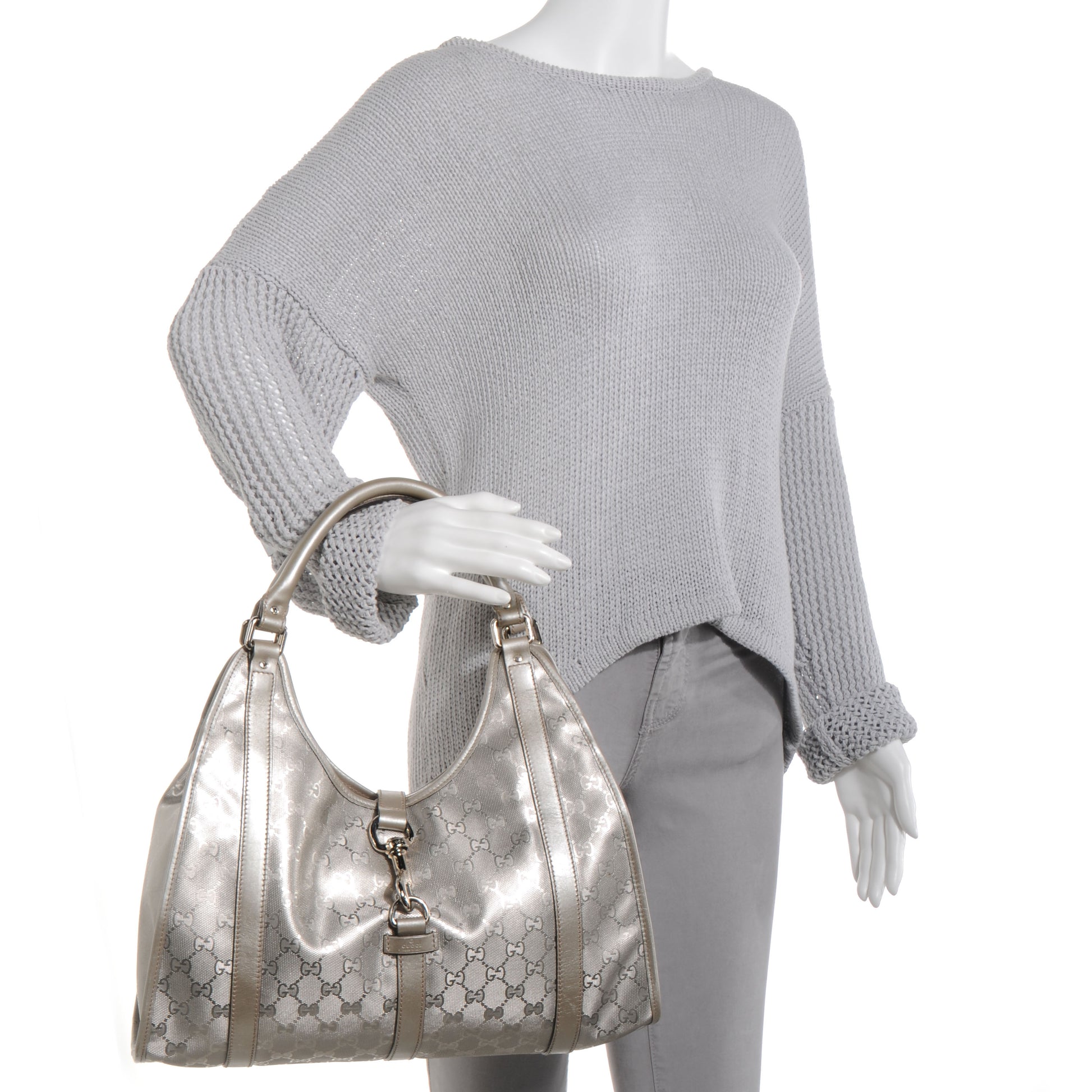 Gucci Imprime Monogram Medium Joy Shoulder Bag Silver 2 of 8
