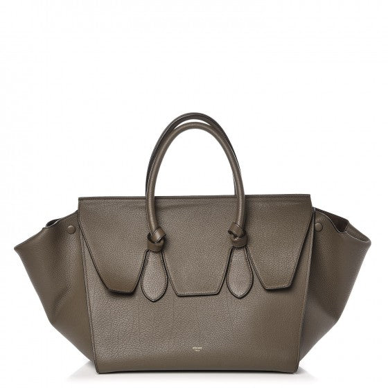 Celine Crisped Calfskin Large Tie Knot Tote Dark Khaki 1 of 9