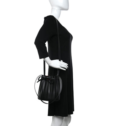 Mansur Gavriel Vegetable Tanned Calfskin Pleated Mini Bucket Bag Black Flamma 2 of 10