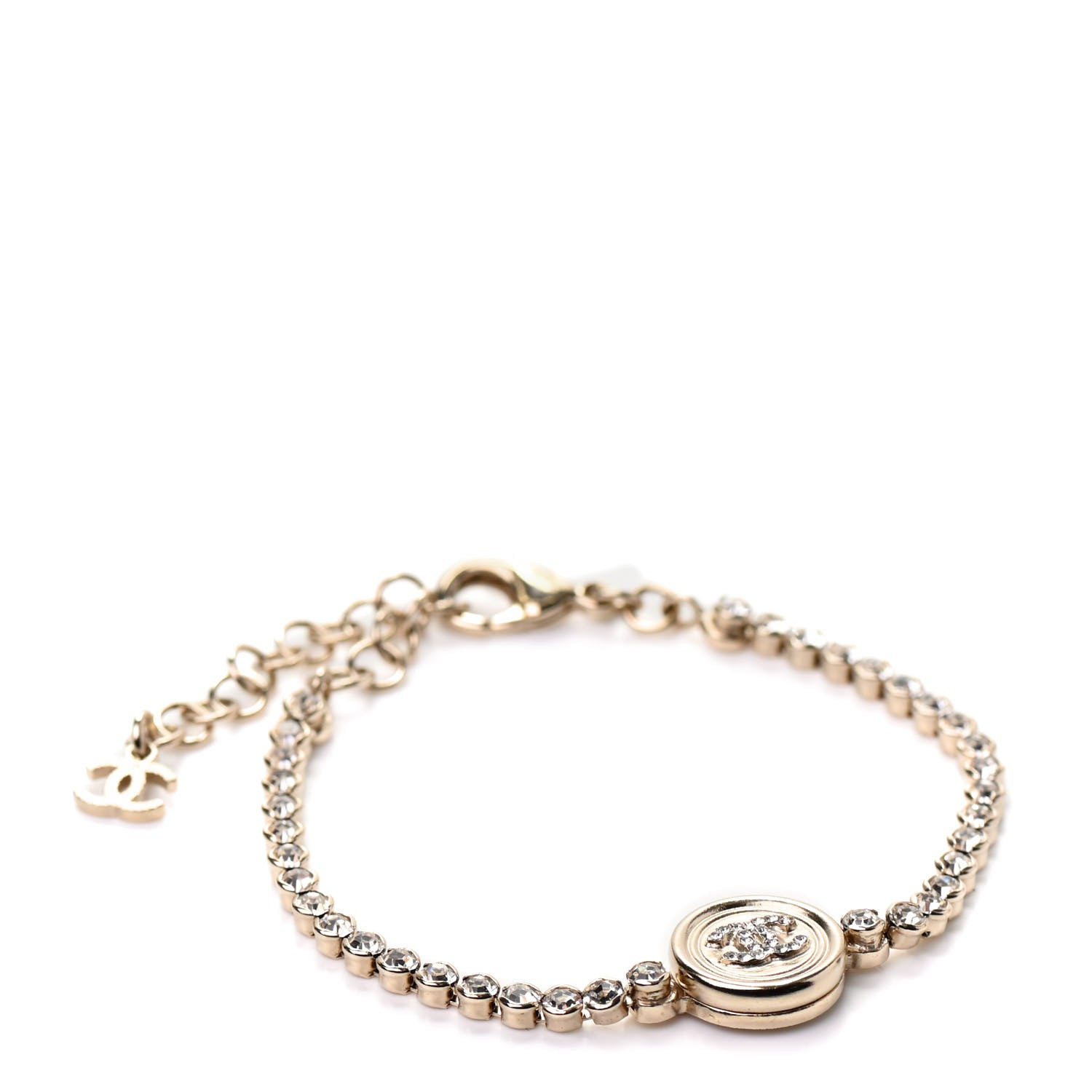 Chanel Crystal CC Chain Bracelet Gold 1 of 5