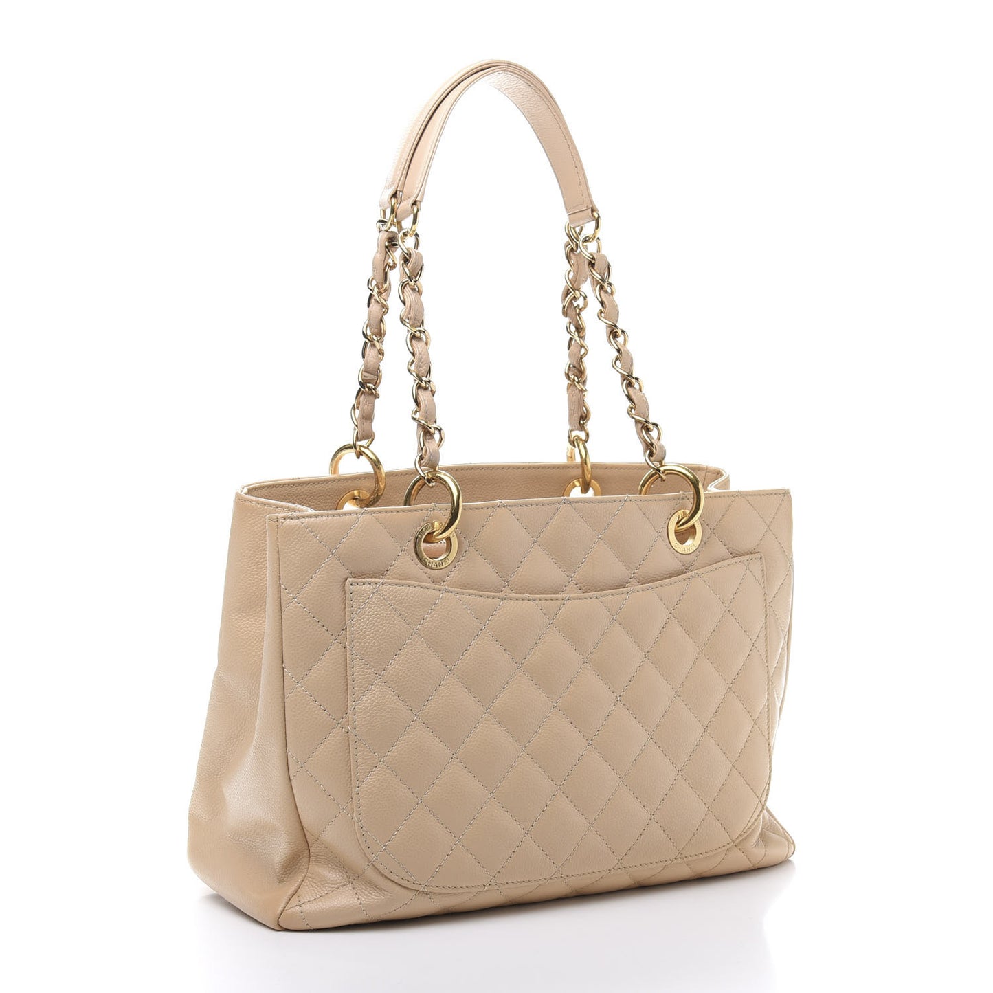 Caviar Quilted Grand Shopping Tote GST Beige Clair
