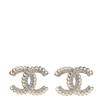 Chanel Crystal Chain CC Earrings Gold 1 of 5