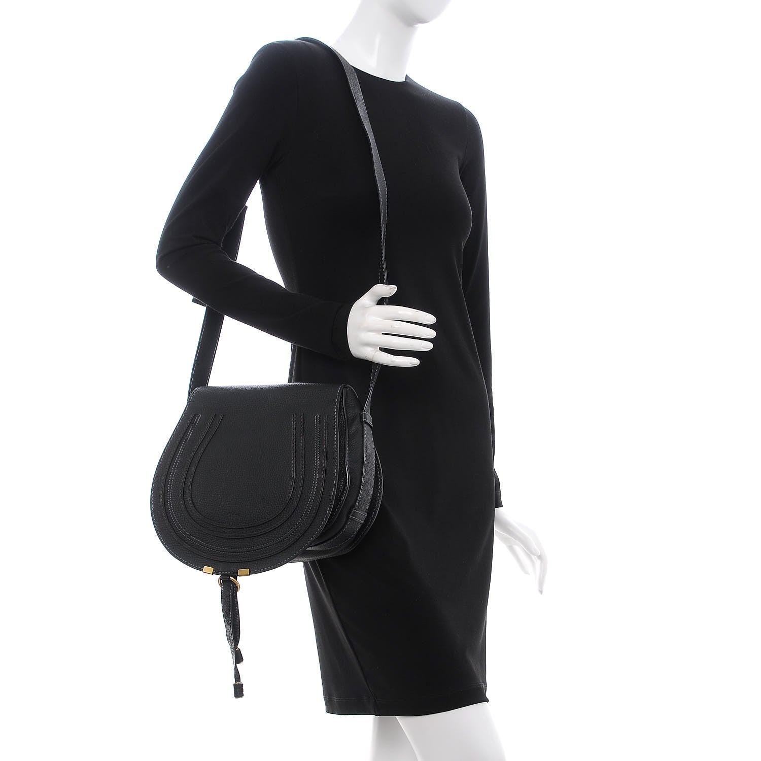 Chloe Calfskin Medium Marcie Round Crossbody Bag Black 2 of 10