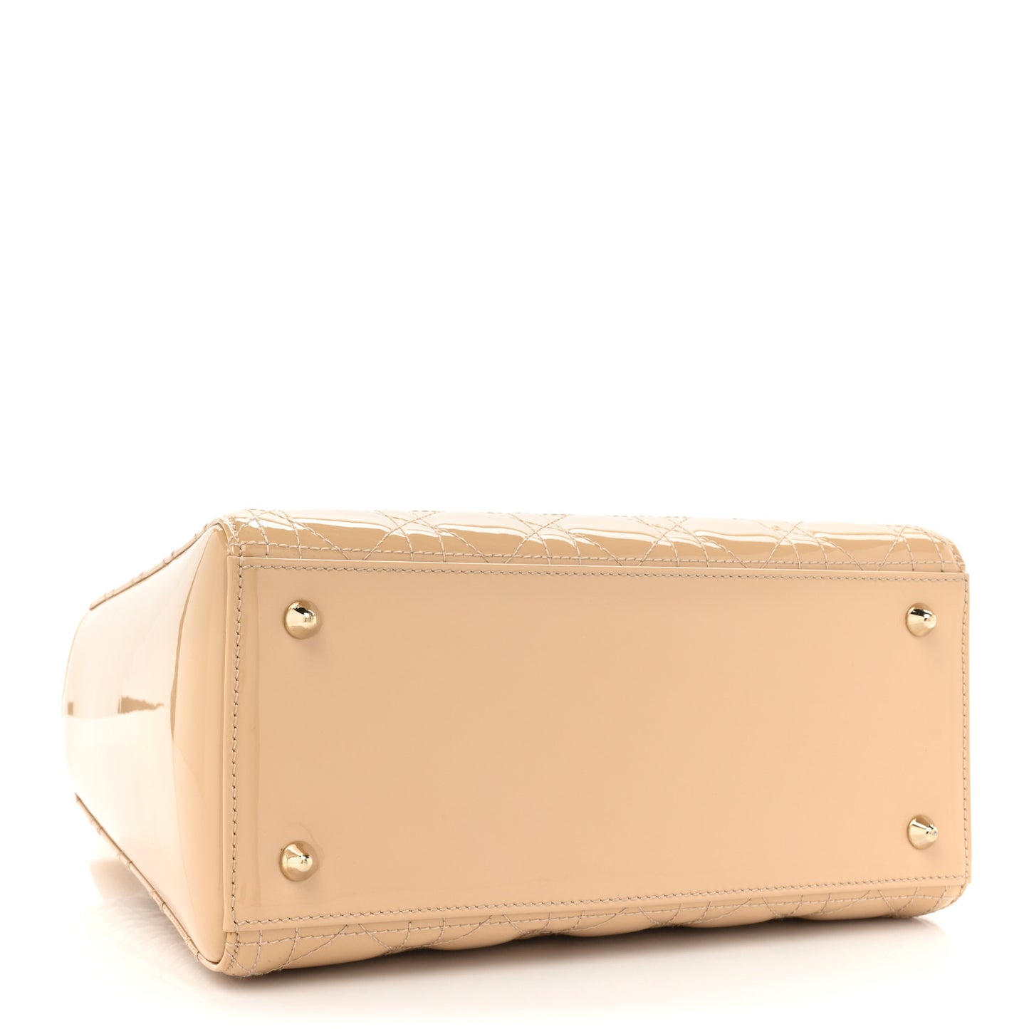 Patent Cannage Medium Lady Dior Beige