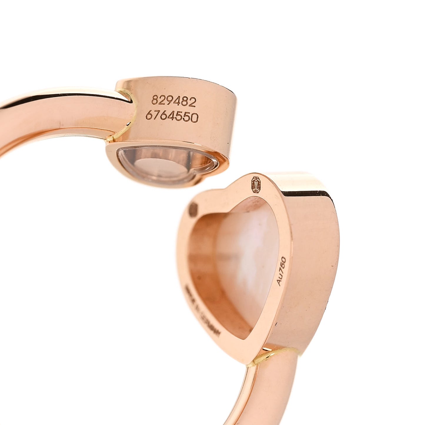 18K Rose Gold Diamond Mother of Pearl Happy Hearts Ring 52 6