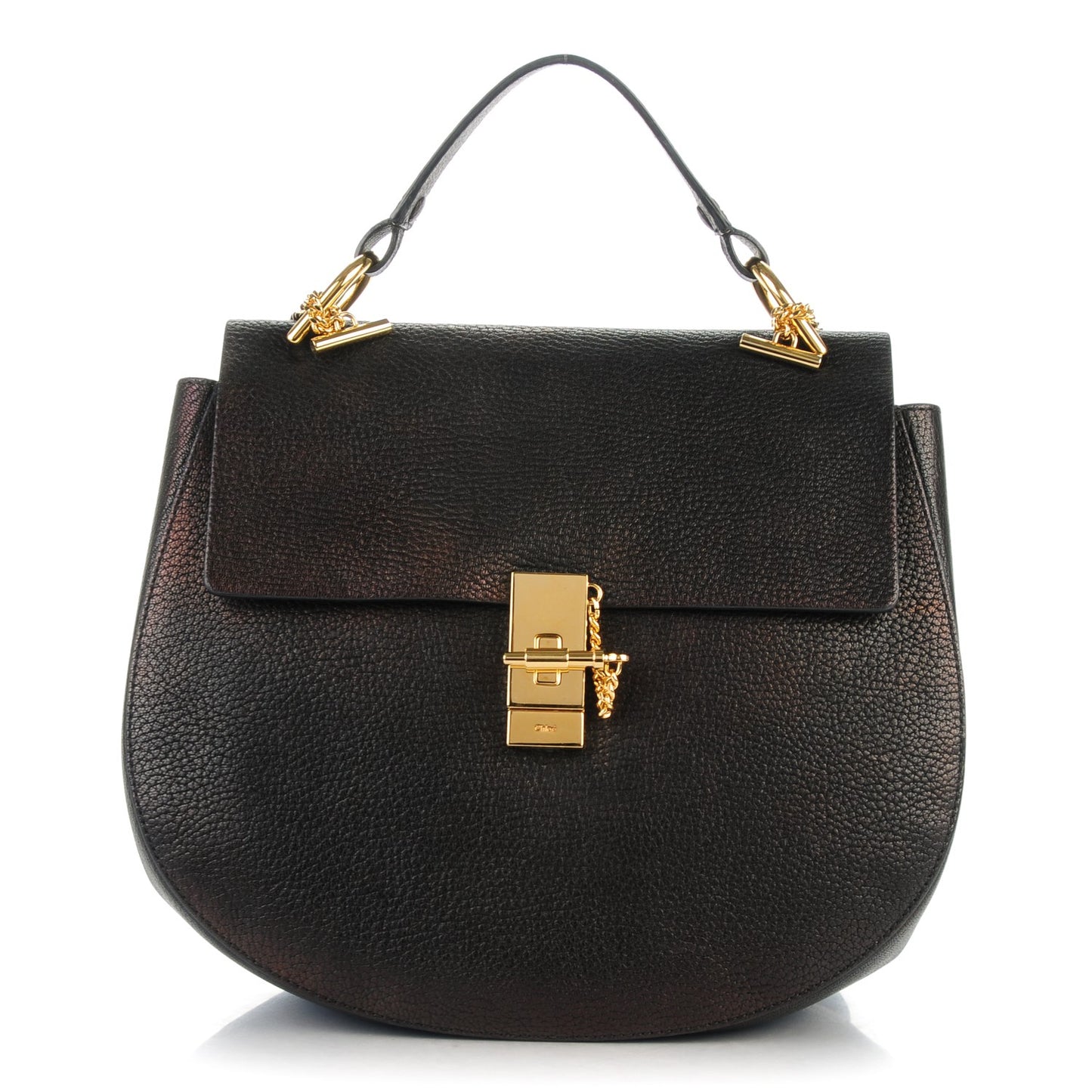 Grained Lambskin Large Drew Shoulder Bag Black