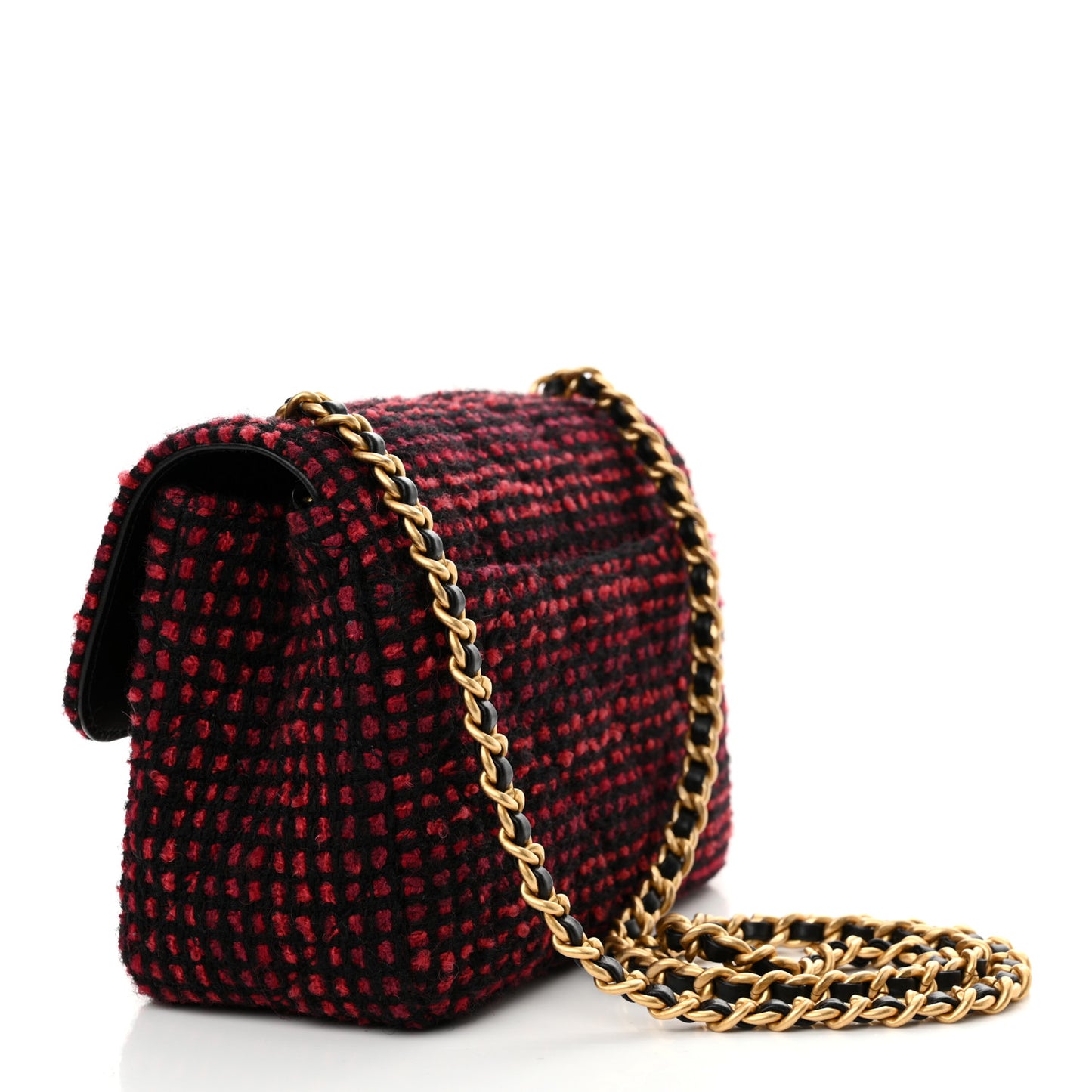 Tweed Quilted Mini Maxi CC Flap Burgundy Black