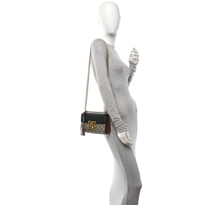 Gucci GG Supreme Monogram Calfskin Small Padlock Shoulder Bag Beige Black Cuir 2 of 14