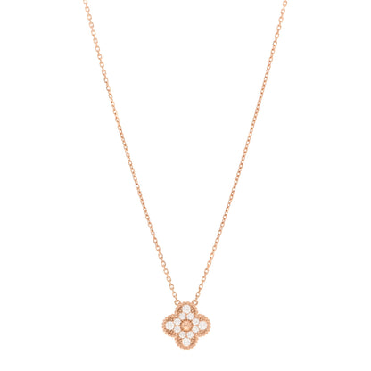 Van Cleef & Arpels 18K Rose Gold Diamond Vintage Alhambra Pendant Necklace 1 of 5
