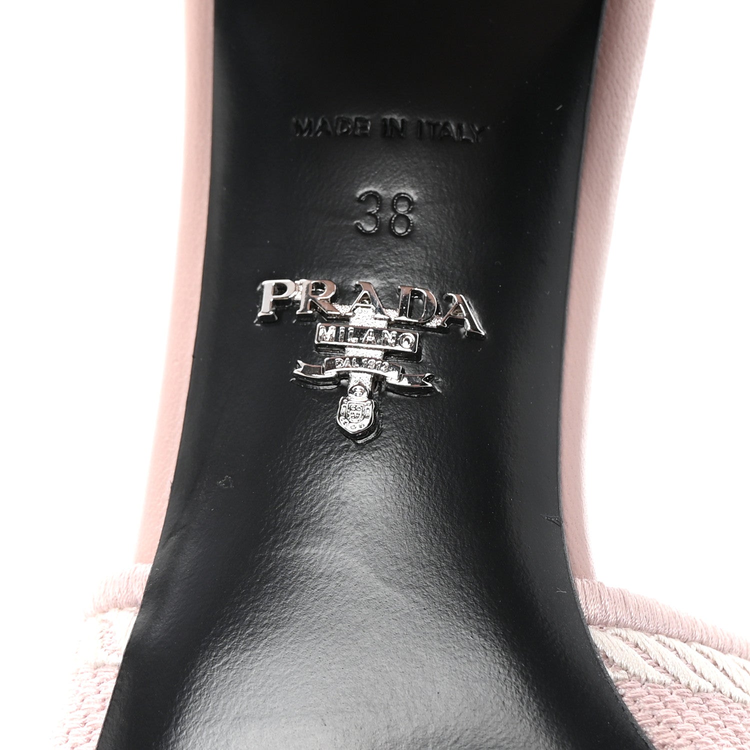 Prada Fabric Logo Embroidered 65mm Block Heel Slide Sandals 38 Alabastro Talco 7 of 9
