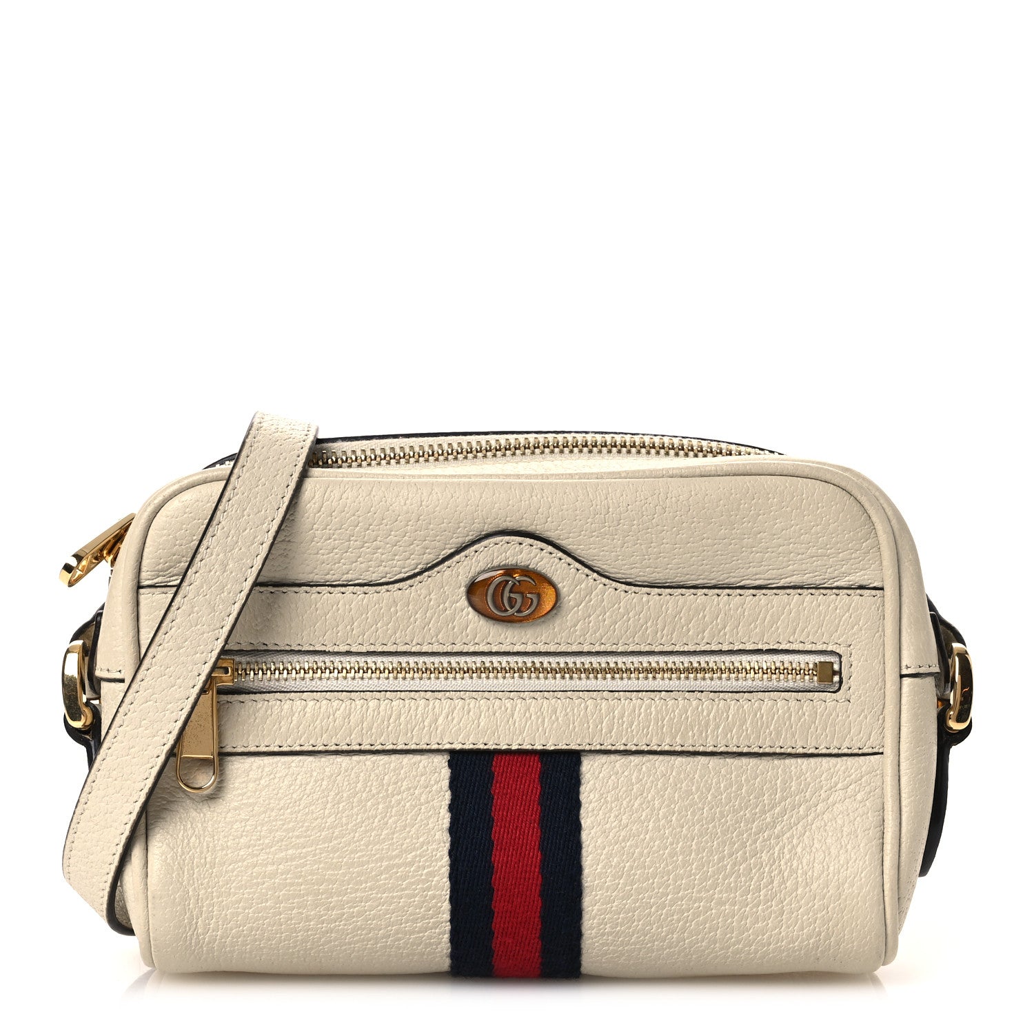 Gucci Textured Dollar Calfskin Web Mini Ophidia Shoulder Bag Mystic White 1 of 14