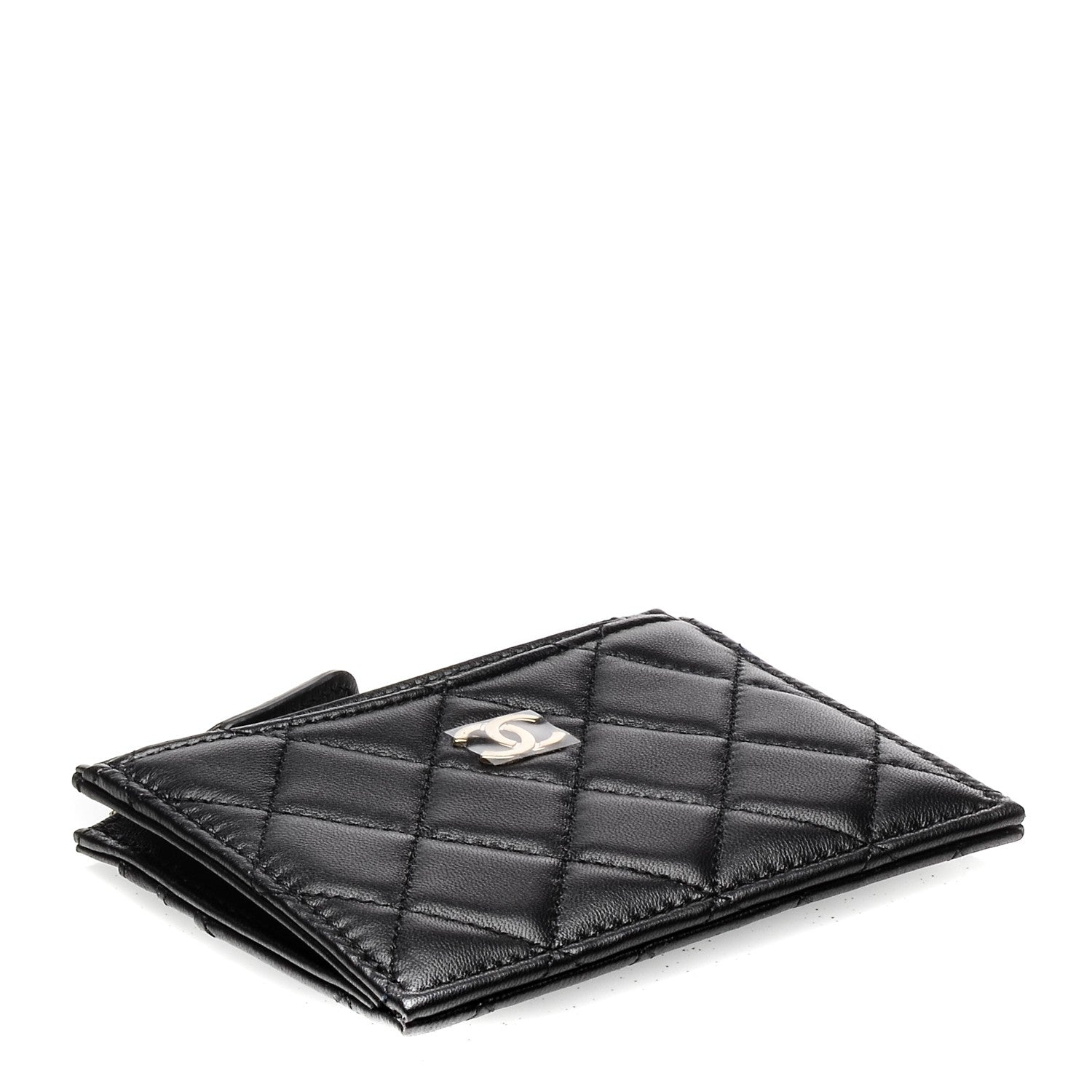 Chanel Lambskin Quilted Zip Card Holder Black 4 of 7